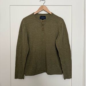 Lucky Brand Shirt Mens Size M Olive Green Welterweight Henley Pullover Outdoor